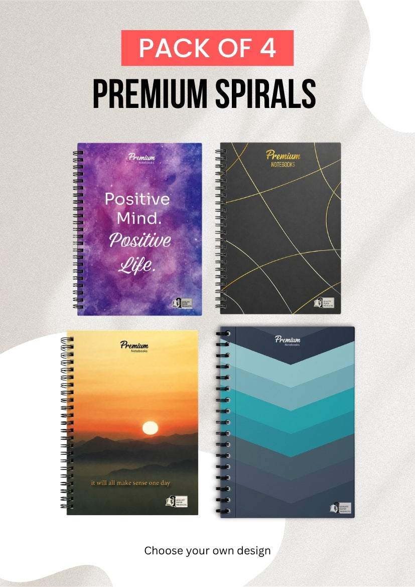 Pack of 4 Premium A5 Spirals