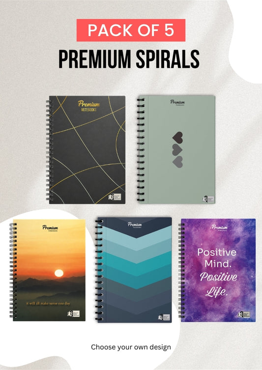 Pack of 5 Premium A5 Spirals