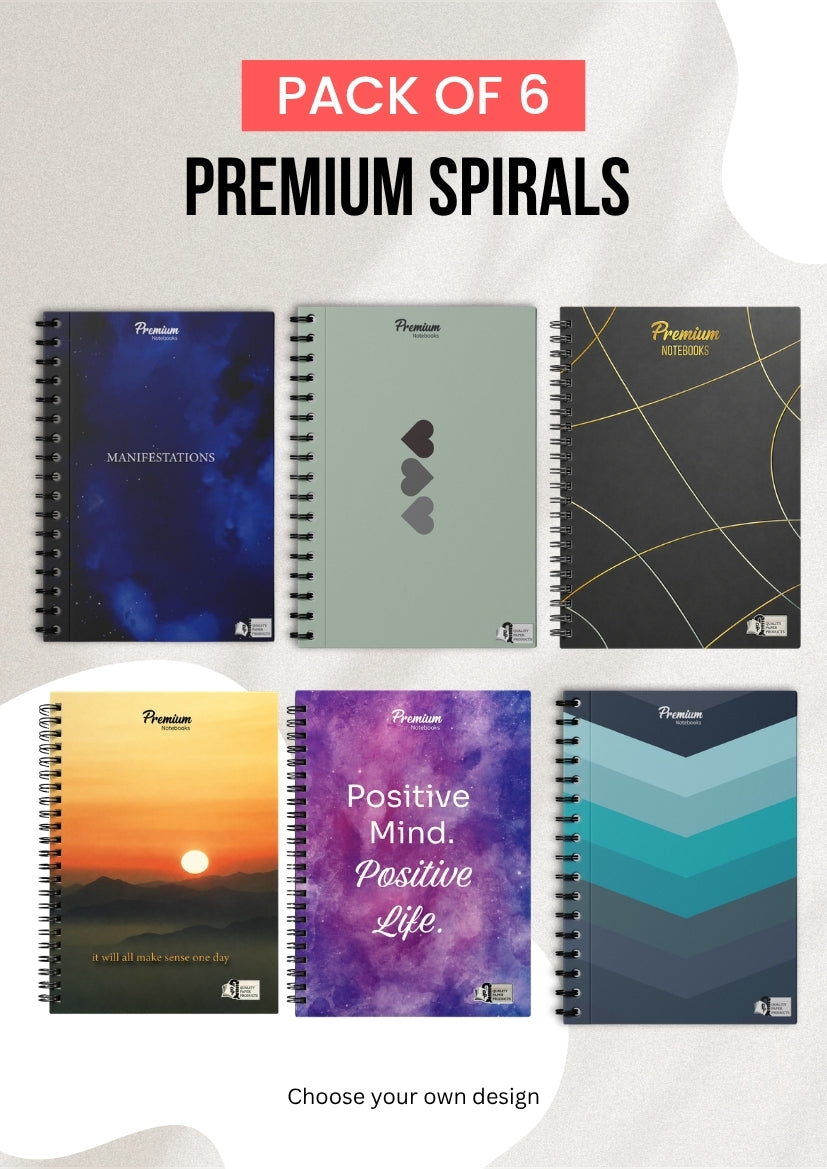 Pack of 6 Premium A5 Spirals